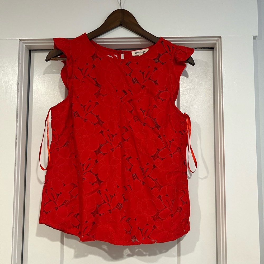Red Eyelet Blouse